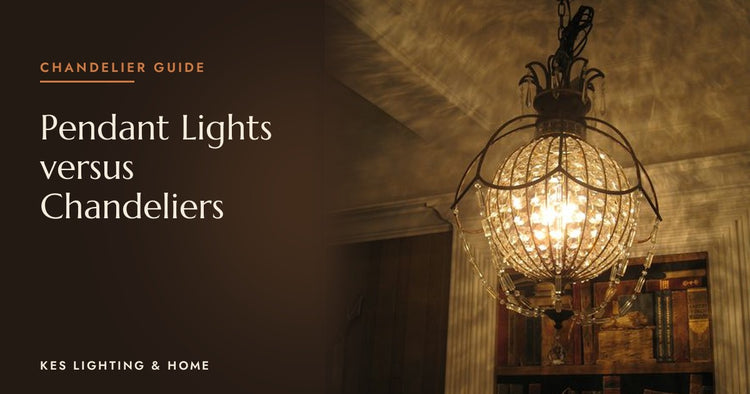 Globe chandelier with clear drops lit in a panelled library