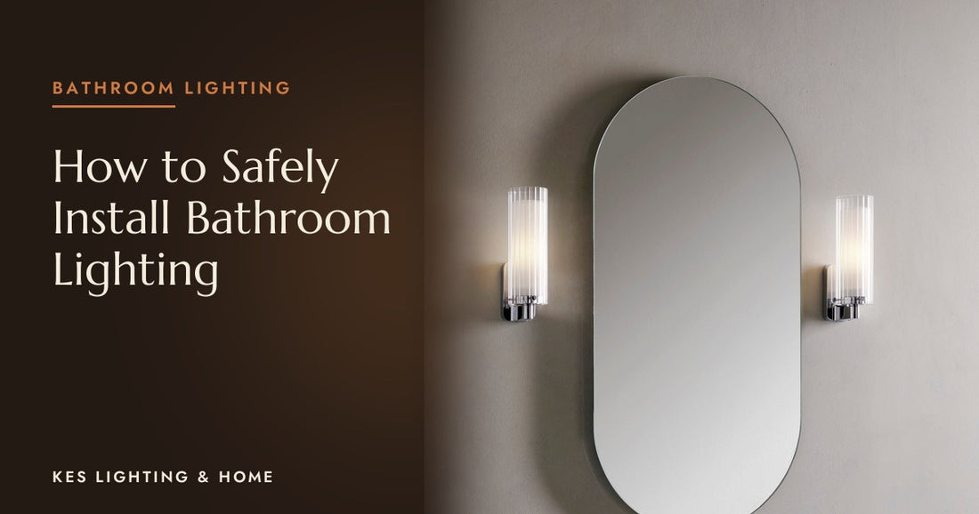 Two tubular wall lights either side of an oval mirror