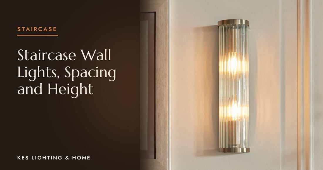 Ribbed tubular wall light glowing on a pale wall