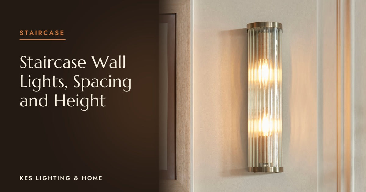 Ribbed tubular wall light glowing on a pale wall