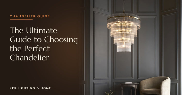 Tiered clear rod chandelier above an armchair in a dark panelled room