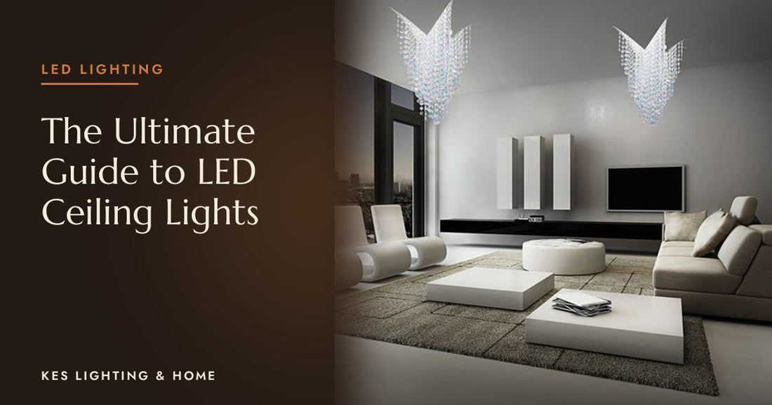 Ceiling lights with cascading clear drops in a modern living room