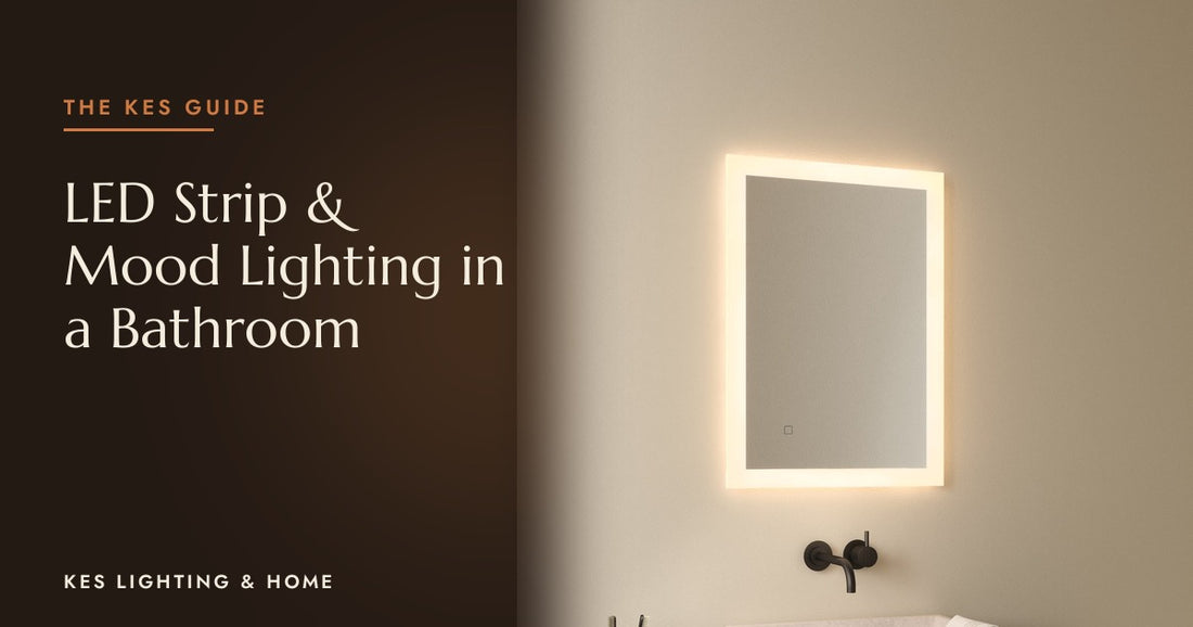 Backlit mirror glowing above a basin