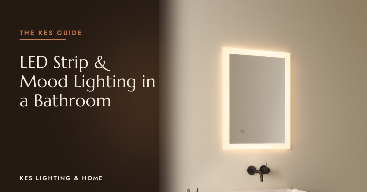 Backlit mirror glowing above a basin