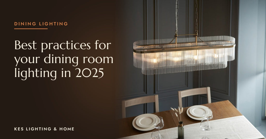 Long clear rod bar pendant above a laid dining table