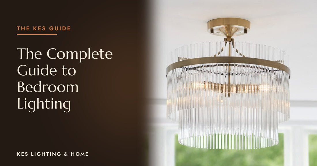 Clear rod semi-flush ceiling light with a gold-tone ring