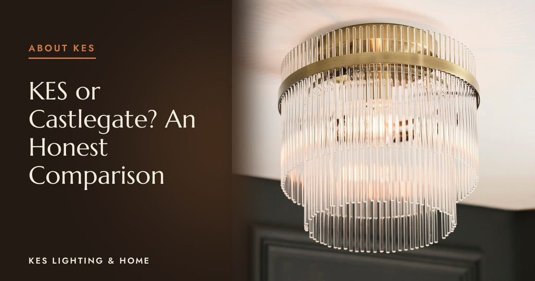 Two-tier clear rod flush ceiling light with a gold-tone band