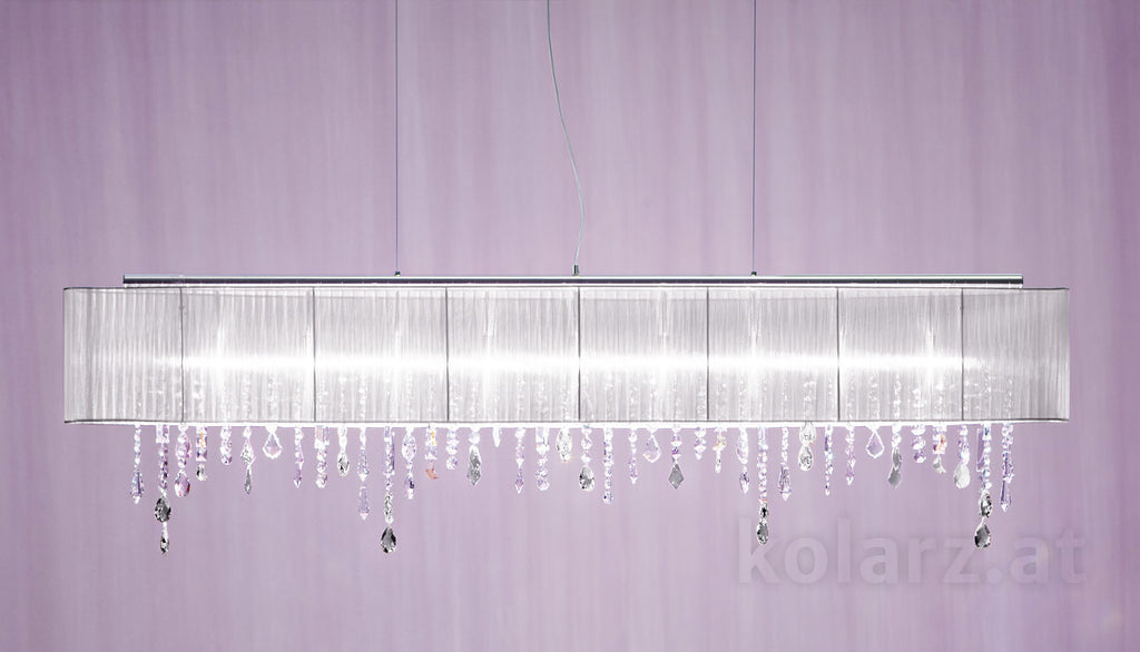 Kolarz Paralume 0240.89L.5.W Swarovski Spectra Crystal White Shade 9 Light Rectangular Pendant Chrome Frame
