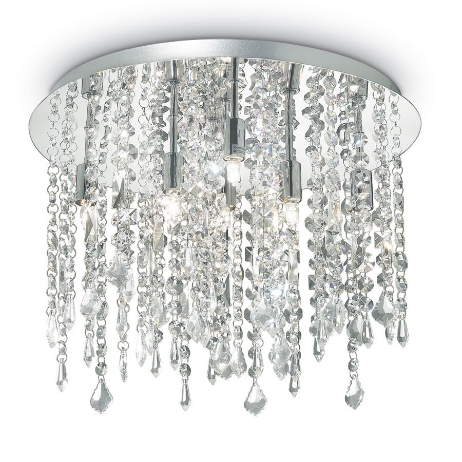 Ideal Lux Royal 052991 Crystal Ceiling Flush 8 Light Chrome