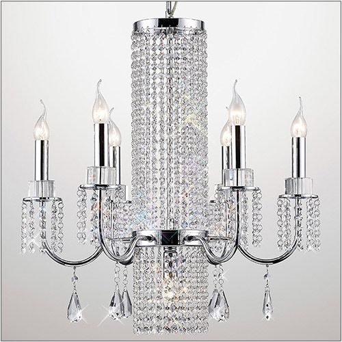 Diyas Emily 7 Light Pendant Light in Polished Chrome with Crystal