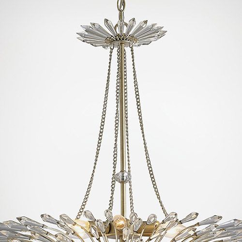Diyas Fay 6 Light Pendant Light in Aged Gold with Crystal