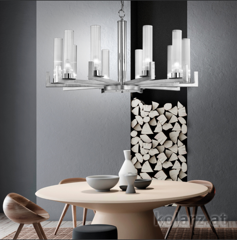 Kolarz Raggio 10 Light Ceiling Chandelier Silver Leaf 6009.81050