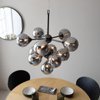 Endon Oscar 11 Light Pendant Light in Black Chrome with Smoked Mirror Glass