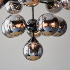 Endon Oscar 11 Light Pendant Light in Black Chrome with Smoked Mirror Glass