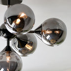 Endon Oscar 6 Light Semi Flush Ceiling Light in Black Chrome with Smoked Mirror Glass