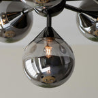 Endon Oscar 6 Light Semi Flush Ceiling Light in Black Chrome with Smoked Mirror Glass