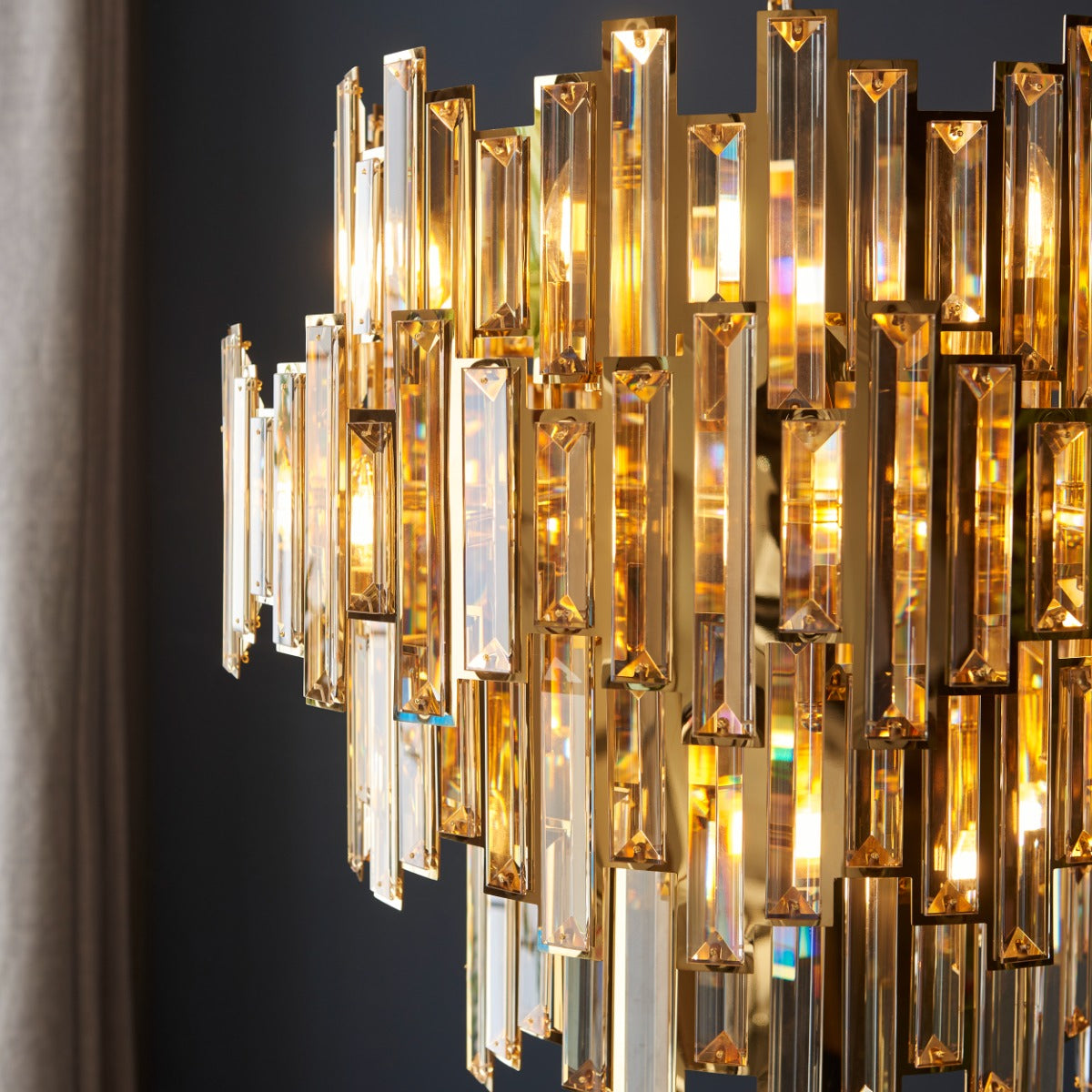 Endon Viviana 15 Light Pendant Gold with Champagne Crystal