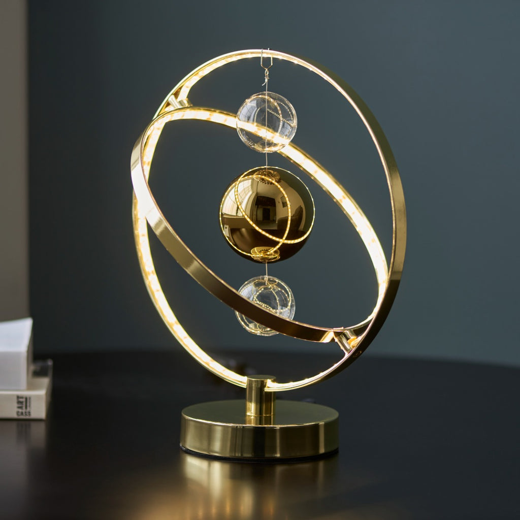 Endon Muni Table Lamp in Gold Effect with Clear and Gold Glass