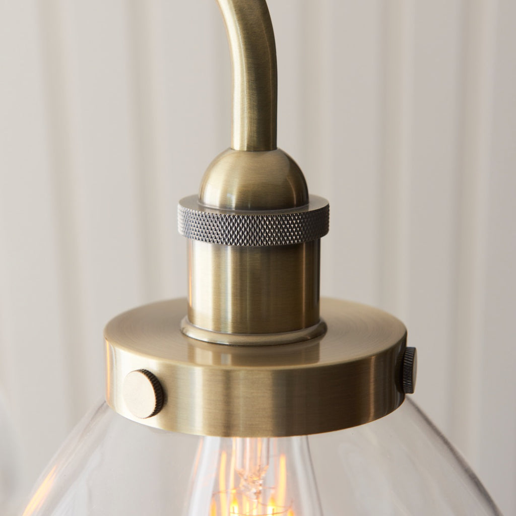 Endon Hansen 3 Light Linear Pendant in Antique Brass with Clear Glass Shades