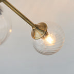 Endon Allegra 6 Light Semi Flush Ceiling Light in Antique Brass with Clear Spiral Glass