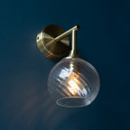 Endon Allegra 1 Light Wall Light in Antique Brass with Clear Spiral Glass