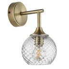 Endon Allegra 1 Light Wall Light in Antique Brass with Clear Spiral Glass