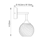 Endon Allegra 1 Light Wall Light in Antique Brass with Clear Spiral Glass