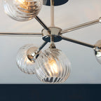 Endon Allegra 6 Light Semi Flush Ceiling Light in Bright Nickel with Clear Spiral Glass