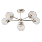 Endon Allegra 6 Light Semi Flush Ceiling Light in Bright Nickel with Clear Spiral Glass