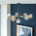Endon Allegra 8 Light Pendant Light in Bright Nickel with Clear Spiral Glass