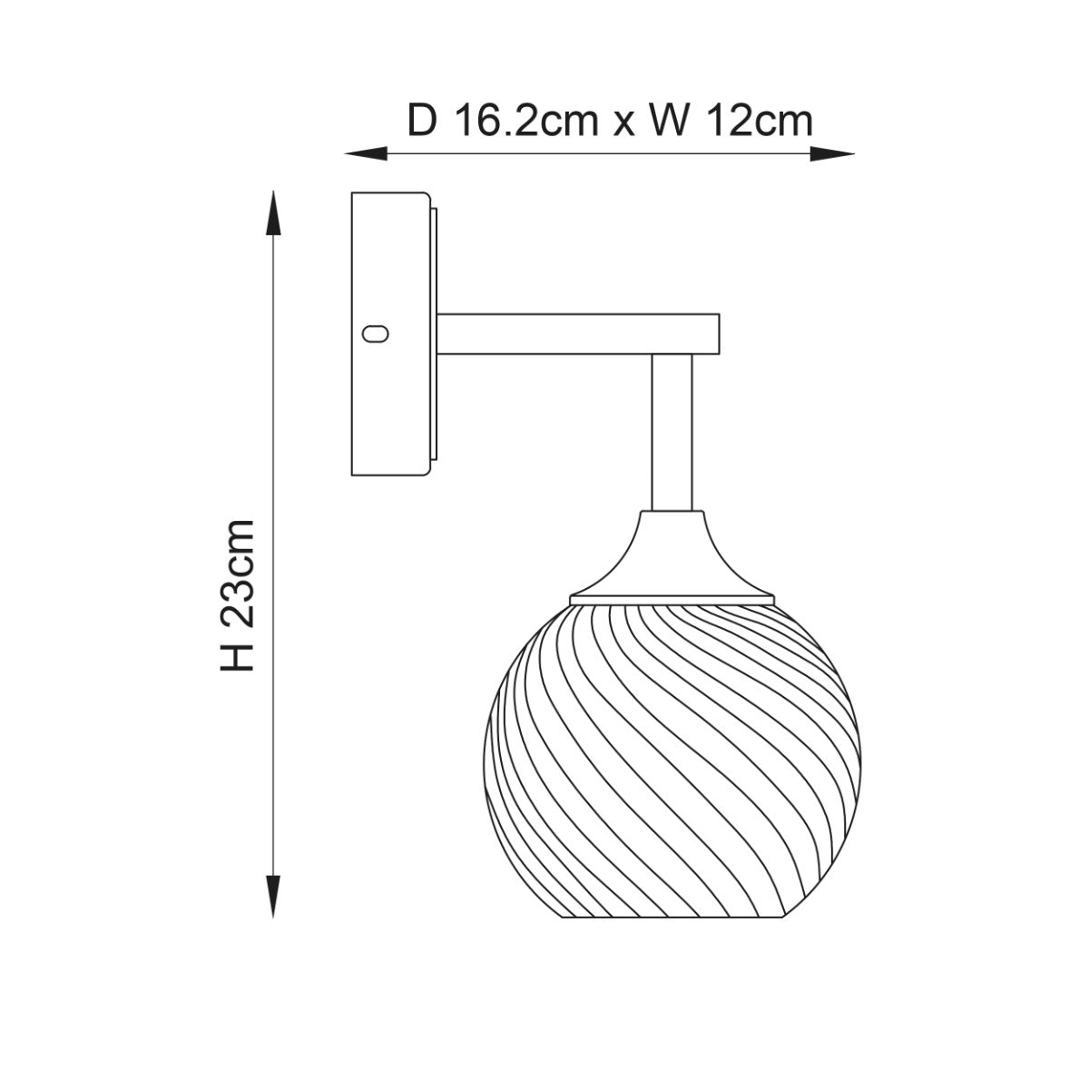 Endon Allegra 1 Light Wall Light in Bright Nickel with Clear Spiral Glass