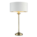 Endon Highclere Table Lamp in Antique Brass with Vintage White Fabric