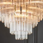 Endon Toulouse 12 Light Pendant Light in Bright Nickel with Clear Ribbed Glass