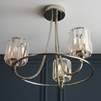 Endon Berenice 3 Light Semi Flush Ceiling Light in Bright Nickel with Clear Glass