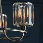 Endon Berenice 3 Light Semi Flush Ceiling Light in Bright Nickel with Clear Glass