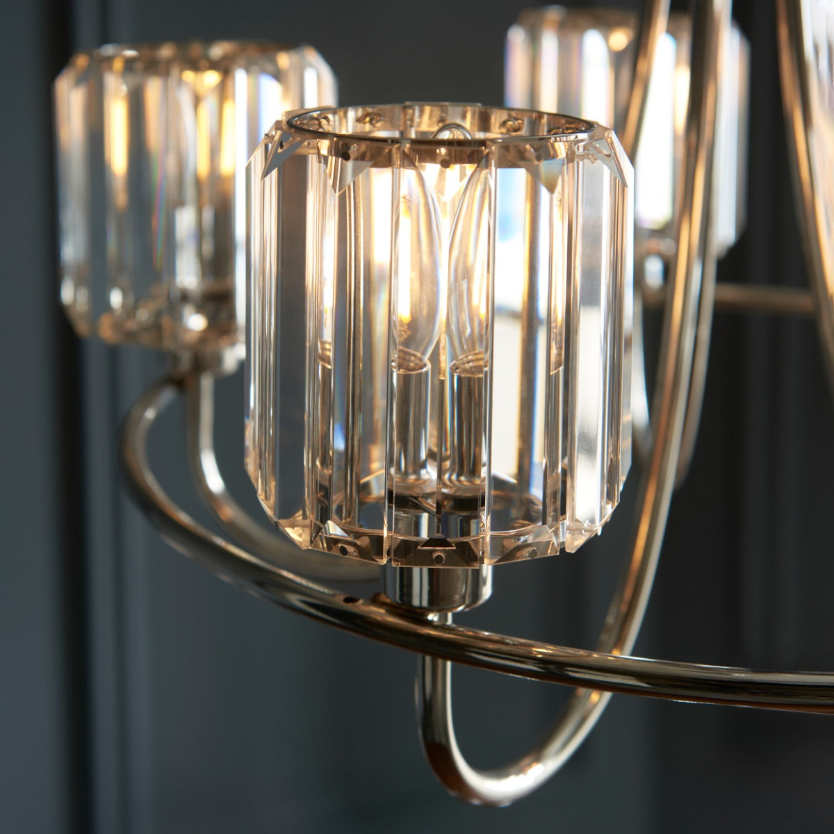 Endon Berenice 5 Light Pendant Light in Bright Nickel with Clear Glass