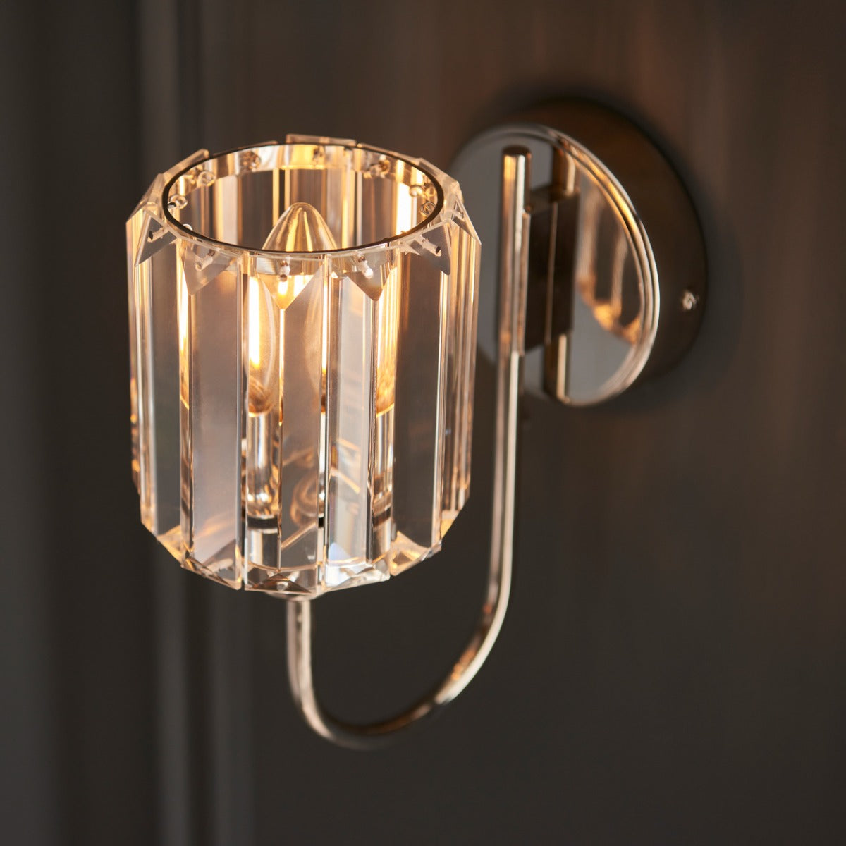 Endon Berenice 1 Light Wall Light in Bright Nickel with Clear Glass