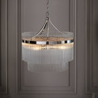 Endon Marietta 5 Light Pendant Light in Bright Nickel with Clear Glass