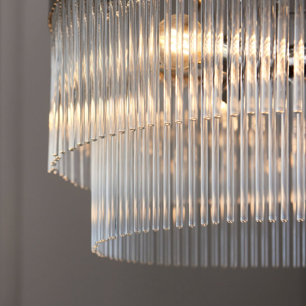 Endon Marietta 5 Light Pendant Light in Bright Nickel with Clear Glass