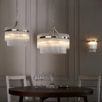 Endon Marietta 5 Light Pendant Light in Bright Nickel with Clear Glass