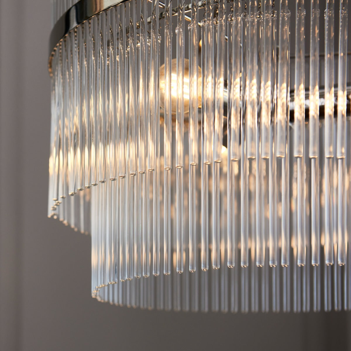 Endon Marietta 3 Light Pendant Light in Bright Nickel with Clear Glass