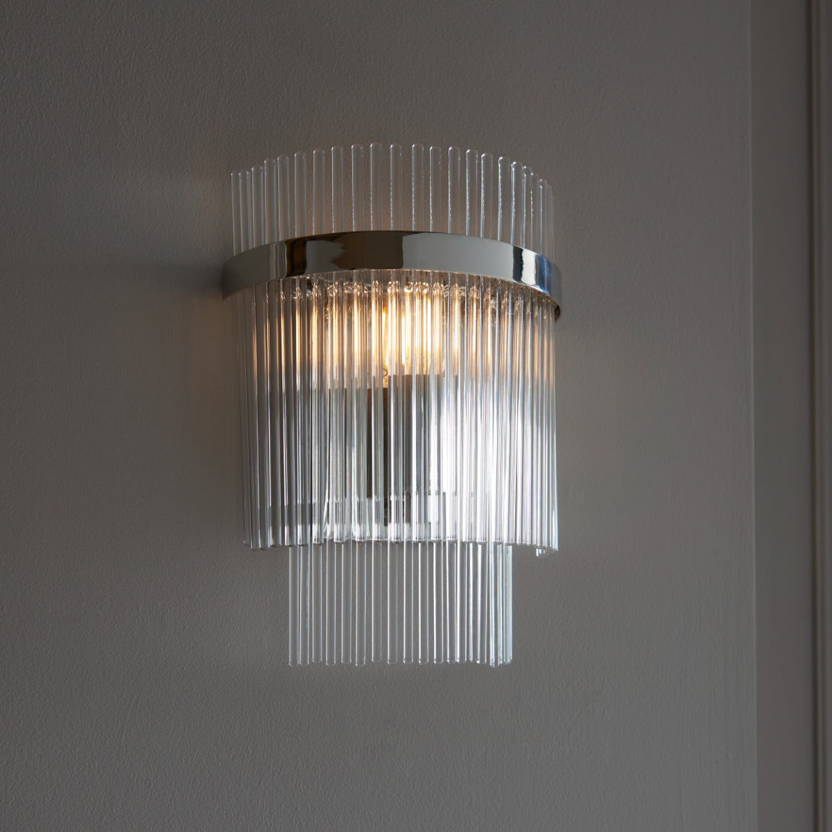 Endon Marietta 1 Light Wall Light in Bright Nickel with Clear Glass