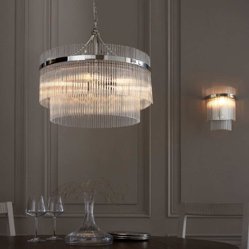 Endon Marietta 1 Light Wall Light in Bright Nickel with Clear Glass