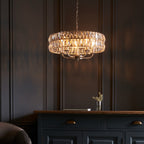 Endon Clifton 5 Light Pendant Light in Bright Nickel with Clear Crystal Glass