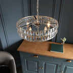 Endon Clifton 5 Light Pendant Light in Bright Nickel with Clear Crystal Glass