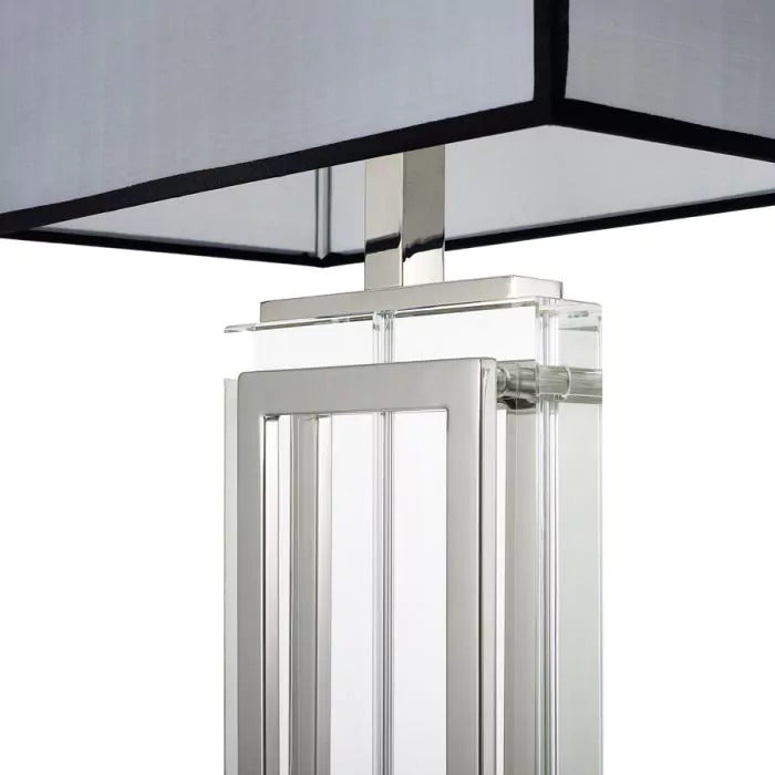 Eichholtz Arlington Table Lamp in Nickel with Crystal and Grey Shade