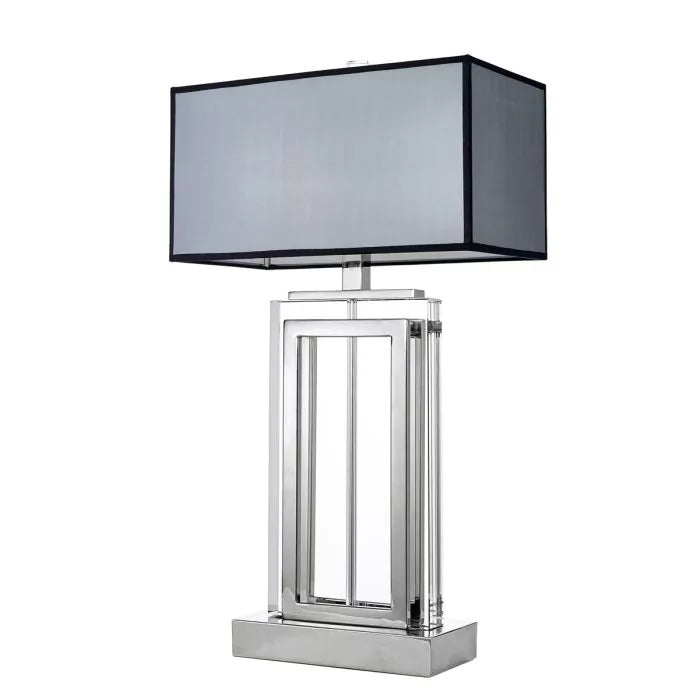 Eichholtz Arlington Table Lamp in Nickel with Crystal and Grey Shade