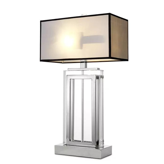 Eichholtz Arlington Table Lamp in Nickel with Crystal and Grey Shade