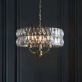 Endon Clifton 3 Light Pendant Light in Antique Brass with Clear Crystal Glass