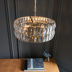 Endon Clifton 3 Light Pendant Light in Antique Brass with Clear Crystal Glass